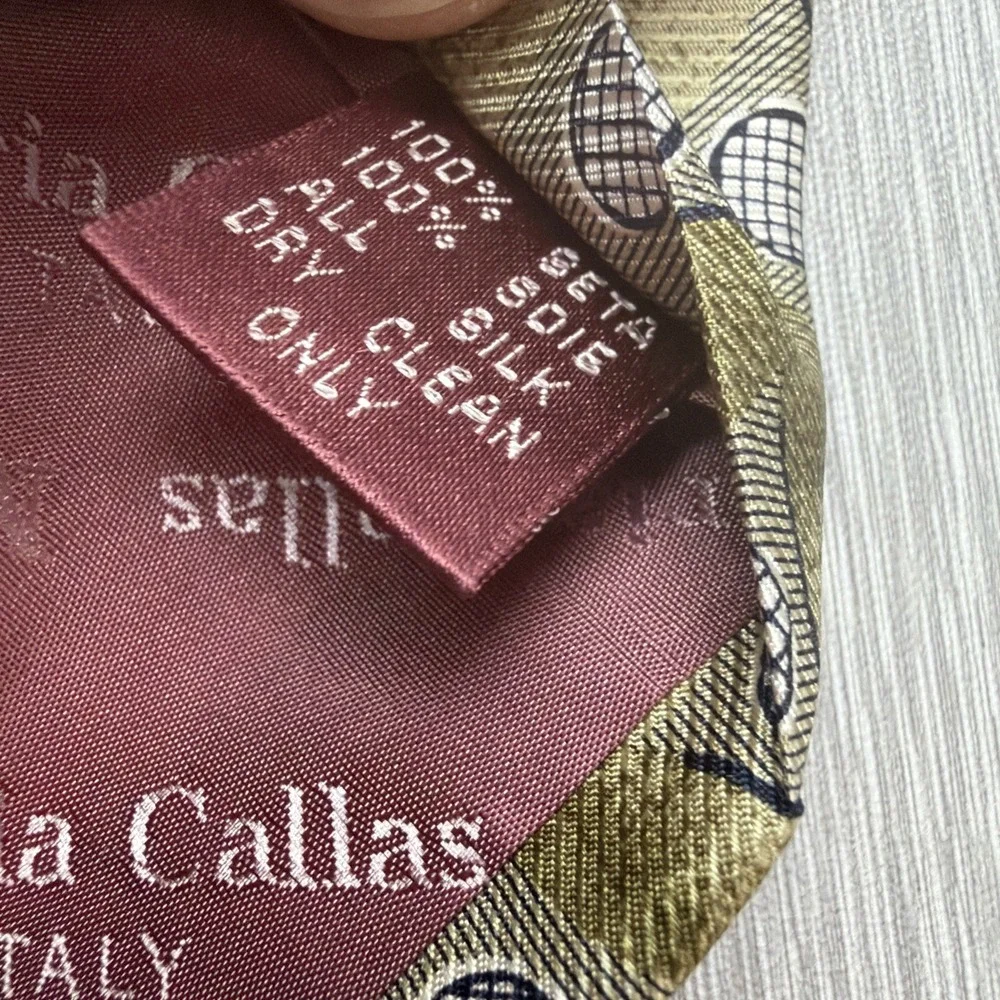 Maria Callas Silk Necktie Lot of 2 NWT Brown Gold Geometric Made in Italy